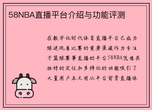 58NBA直播平台介绍与功能评测